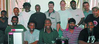 This photograph was taken at the handover &#8211; training officer, Tommy Wyer, is fifth from the left in the back row, with SAB trainees